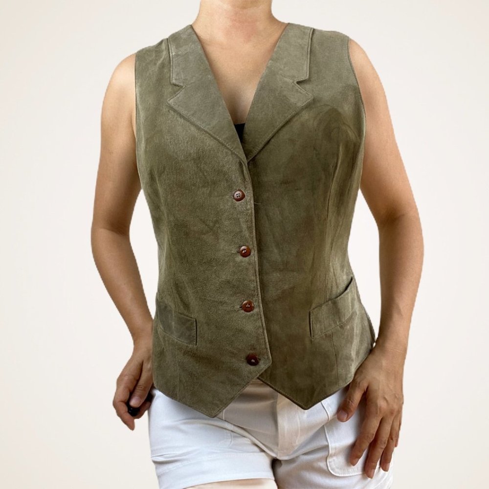 CORBIN Suede Beige Men's Button Down Vest